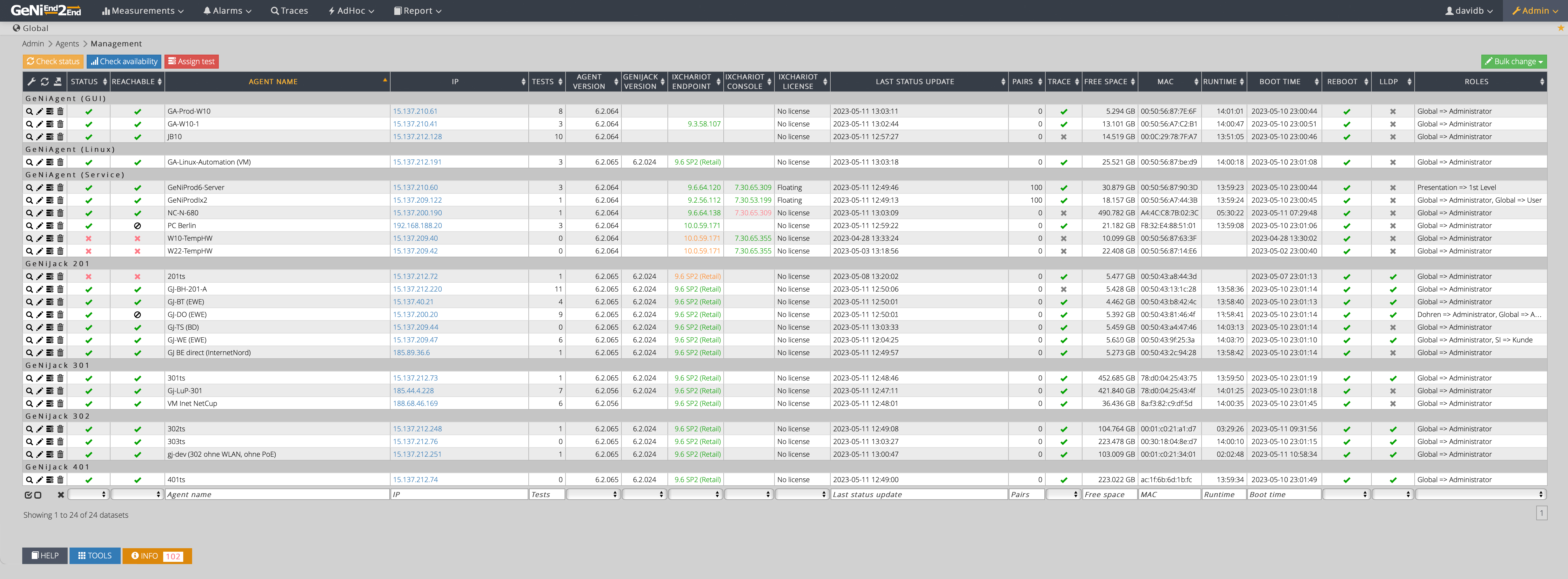 Screenshot: GeNiJack overview in GeNiEnd2End